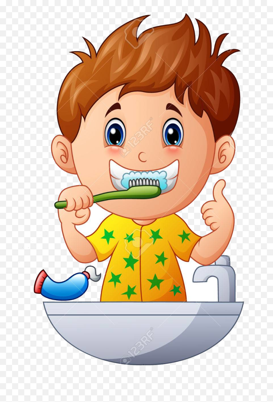 Clipart Kid Toothbrush Transparent - Clip Art Brush Teeth Emoji,Brushing Teeth Emoji