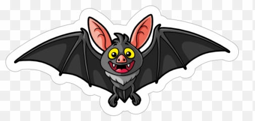 Happy Cartoon Bat Sticker - Black Back Bat Tongue Twister Emoji,Bat Emoji Facebook