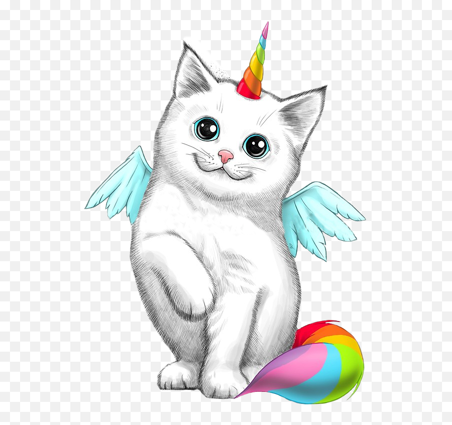 Rainbow Kitten Unicorn Sticker - Unicorn Cat Real Emoji,Unicorn Cat Emoji