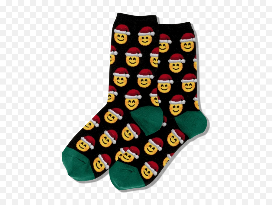 Womens Santa Smile Emoji Socks - Sock,Foot Emoji
