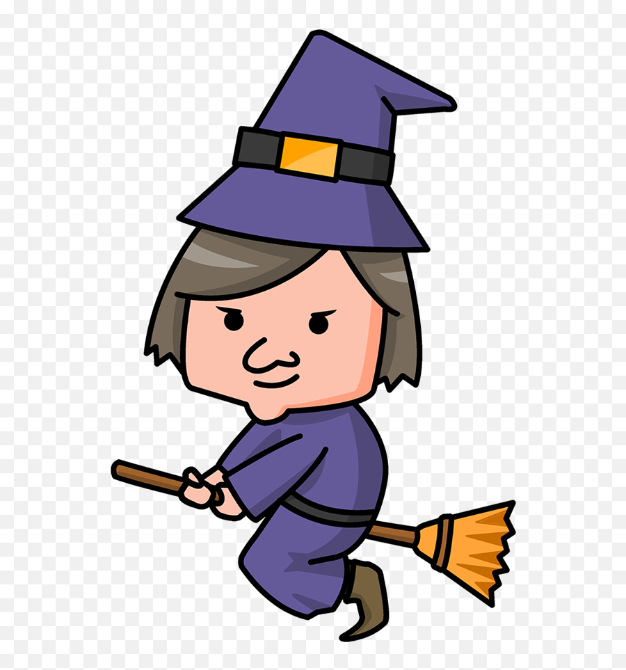 Witch Clip Art Hostted 2 - Witchcraft Cartoon Emoji,Witch On Broom Emoji