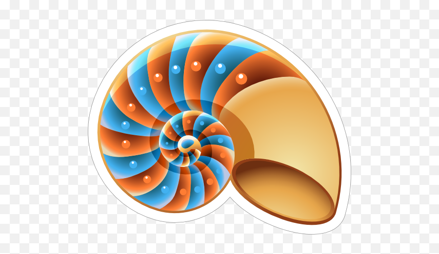 Orange And Blue Nautilus Shell Sticker - Sea Shells Vector Png Emoji,Shell Emoji