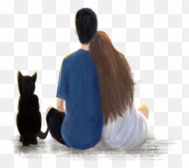 Couple Love Romance Sunset Cuddling Cat - Romantic Emoji