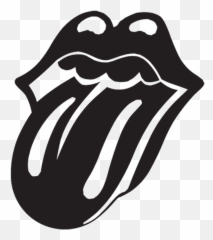 Rolling Stones Black Tunge Lips Band - And White Logo Emoji