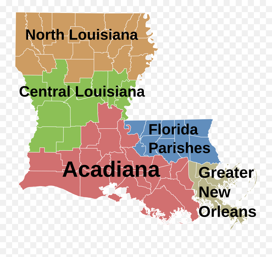Louisiana Regions Map - Bayou Lafourche Louisiana Map Emoji,New Orleans Emoji