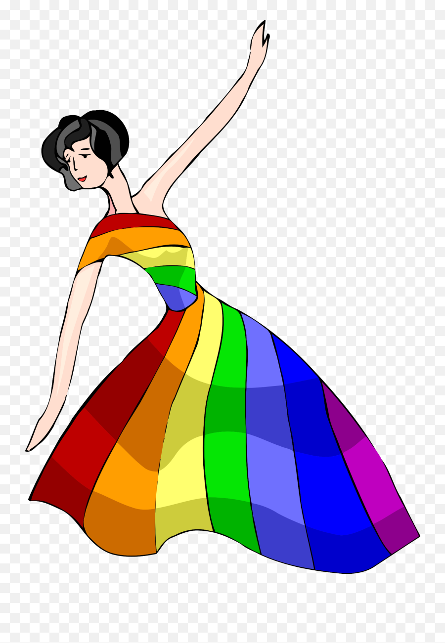 Dancer In Rainbow Dress Vector Clipart Image - Fashion Clipart Public Domain Emoji,Rainbow Emoji
