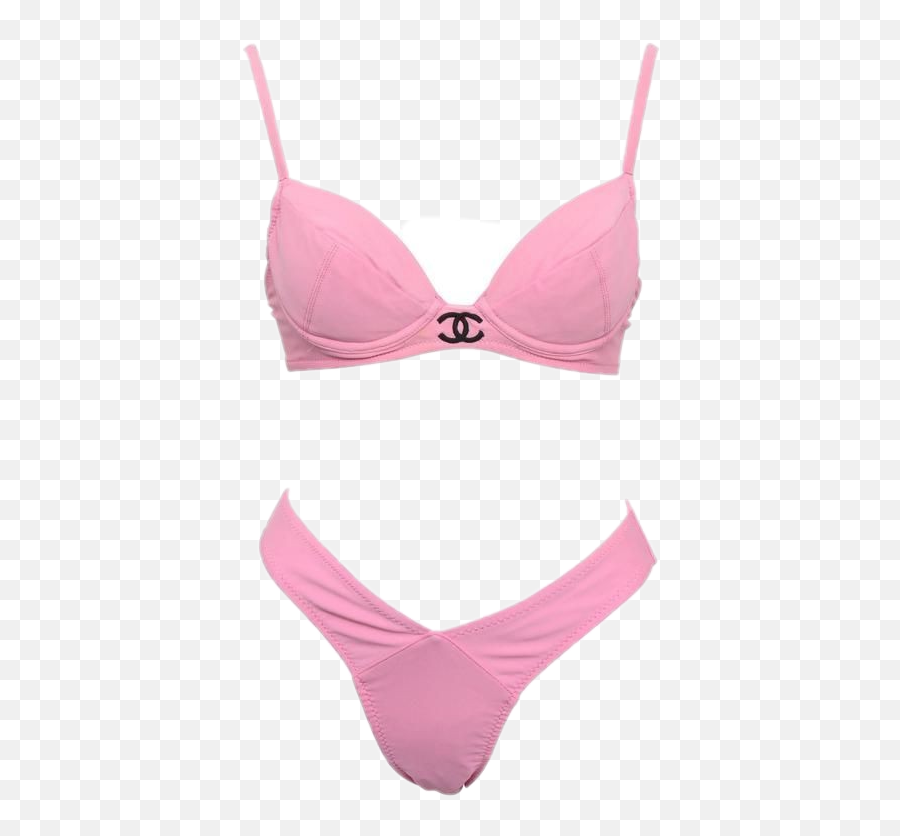 Swimsuit Bikini Chanel Pinkaesthetic - Vintage Chanel Bikini Emoji,Emoji Bikini