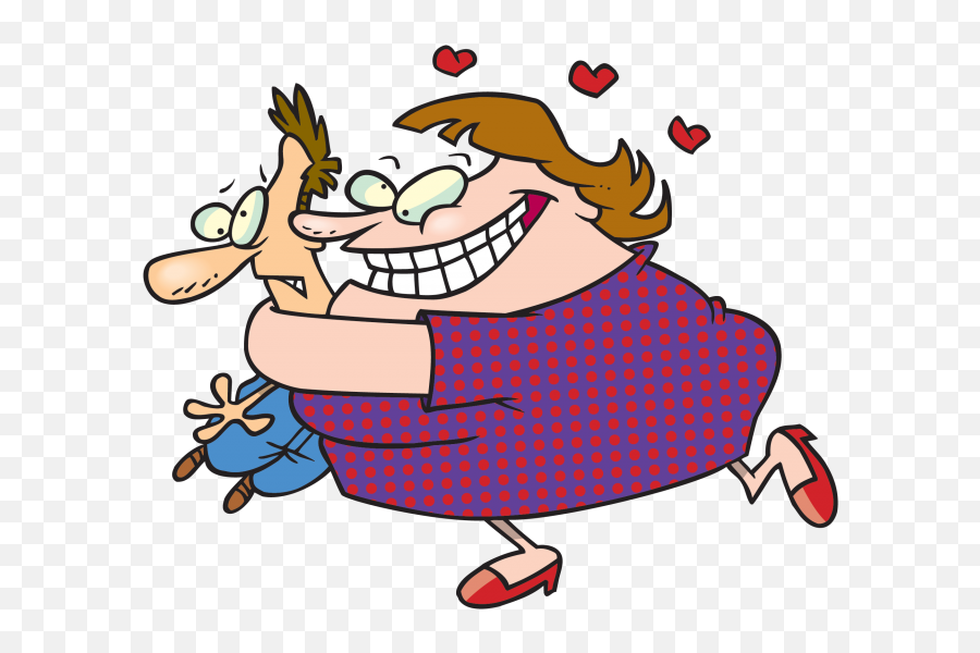 Fat Girl Hugging Skinny Guy Clipart - Fat Cartoon Lady With Skinny Man Emoji,Group Hug Emoji
