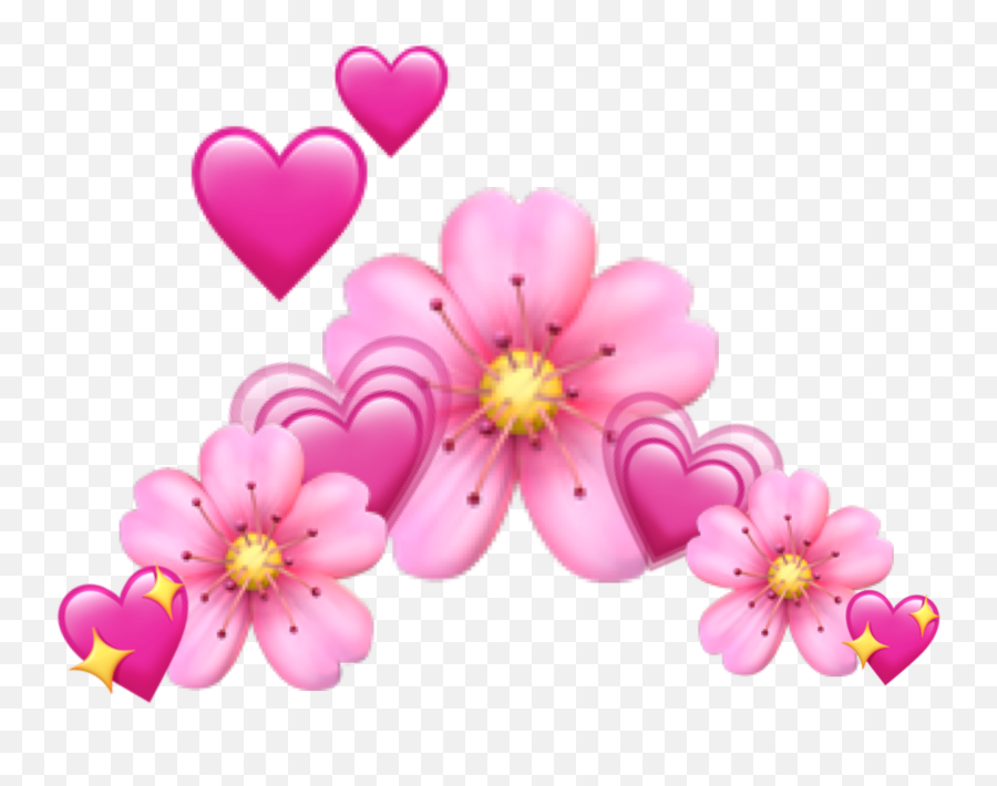 Crown Flowercrown Pink Hearts Flowers - Transparent Background Emoji Flower Crown,Pink Sparkly Heart Emoji