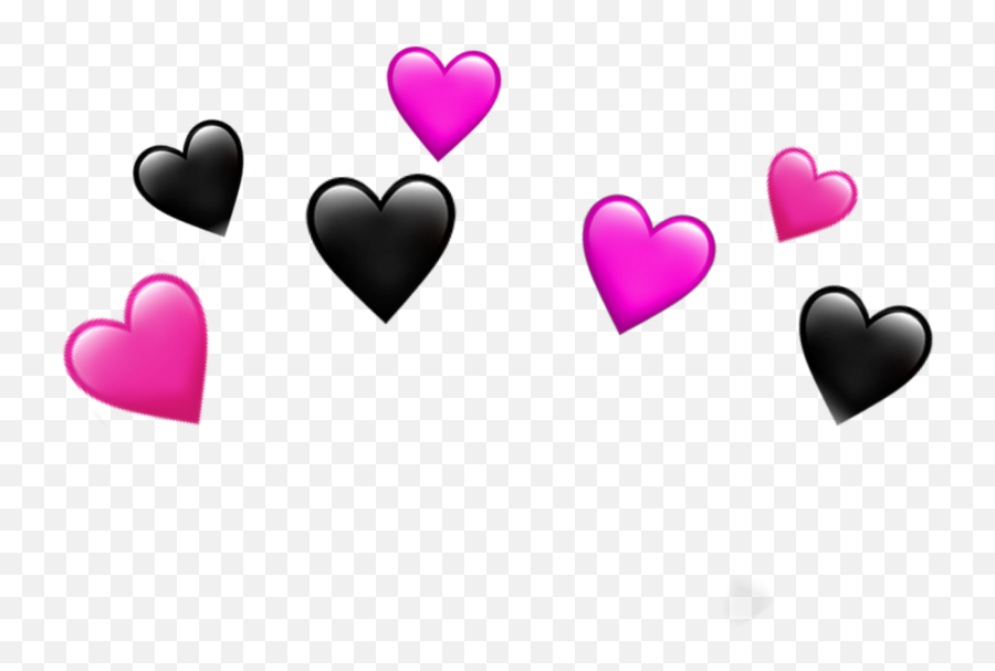 Crown Heart Hearts Emoji Black Pink Purple Kawaii Kawai - Heart,Pink Hearts Emoji
