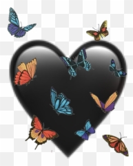 Black Emoji Heart Butterflies Sticker - Language