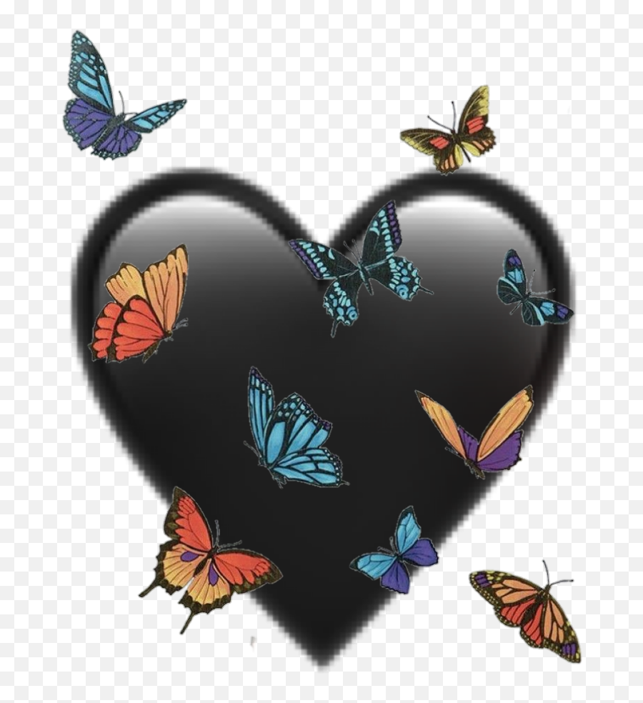 Black Emoji Heart Butterflies Sticker - Language,Animated Heart Emoji