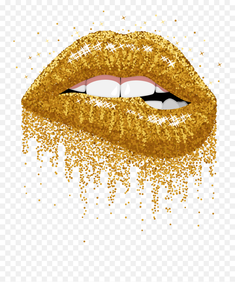 Lips Gold Golden Dripping Sticker - Gold Lips Emoji,Mouth Dripping Emoji
