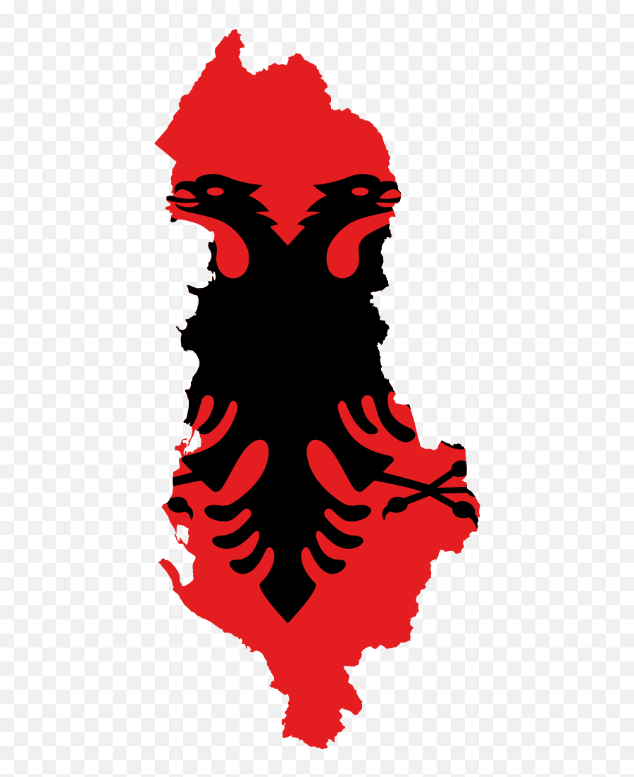 Flag Map Of Albania - Albanian Flag Black And White Emoji,Albanian Flag Emoji