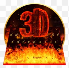Flaming Keyboard Theme With Emoji - Poster