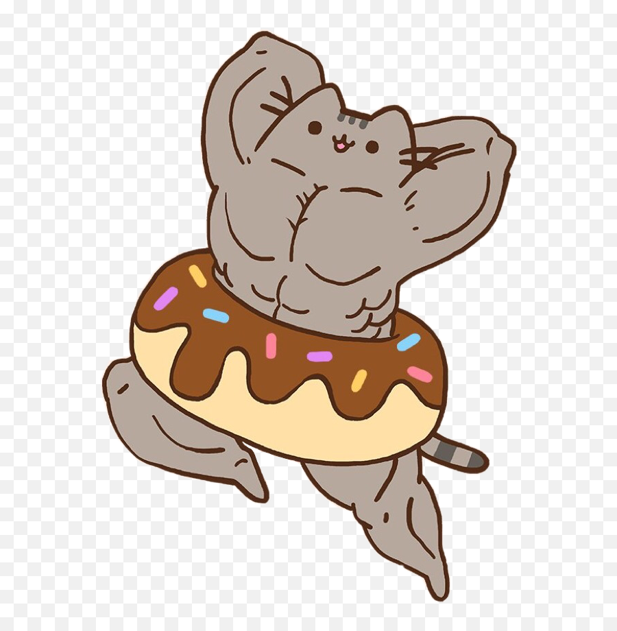 Cartoon Donut Png - Pusheen Muscle Donut Cute Muscular Cute Pusheen Emoji,Pusheen The Cat Emoji