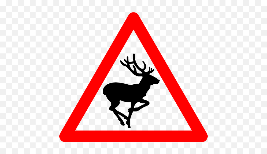 Vector Image Of Deer Crossing Warning - Animals On The Road Sign Emoji,Deer Hunting Emoji
