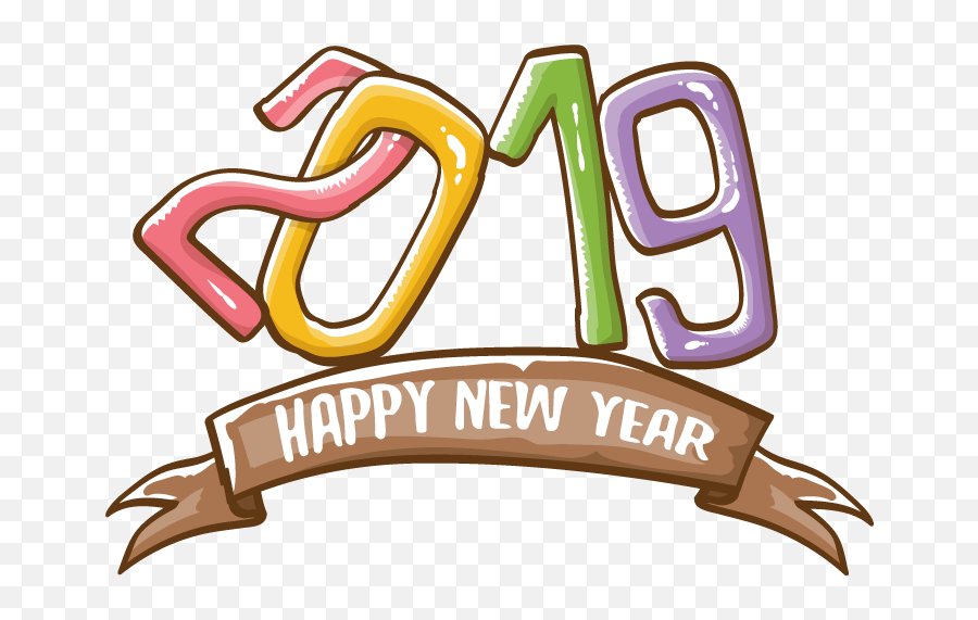 Happy New Year Vector 2019 Clipart - Happy New Year Poster Making Emoji,Happy New Year Emoji 2018