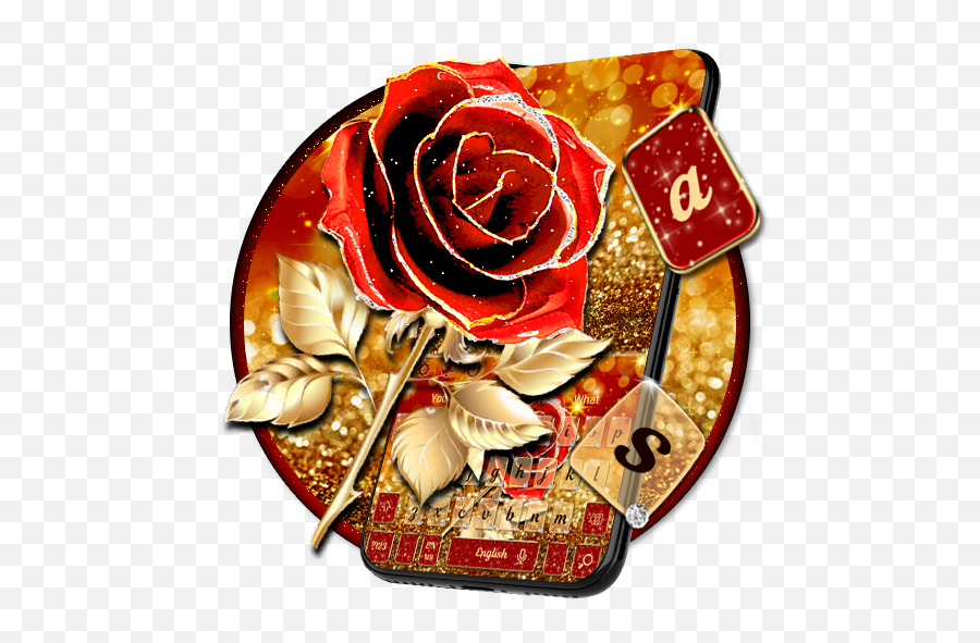 Red Gold Rose Keyboard - Floribunda Emoji,Roses Emoticon