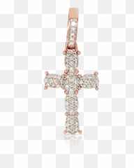 10K Rose Gold Cross Pendant 075ct with Chain - Emoji