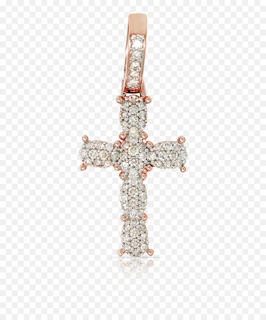 10k Rose Gold Cross Pendant 075ct With Chain - Cross Emoji,Crucifix Emoji