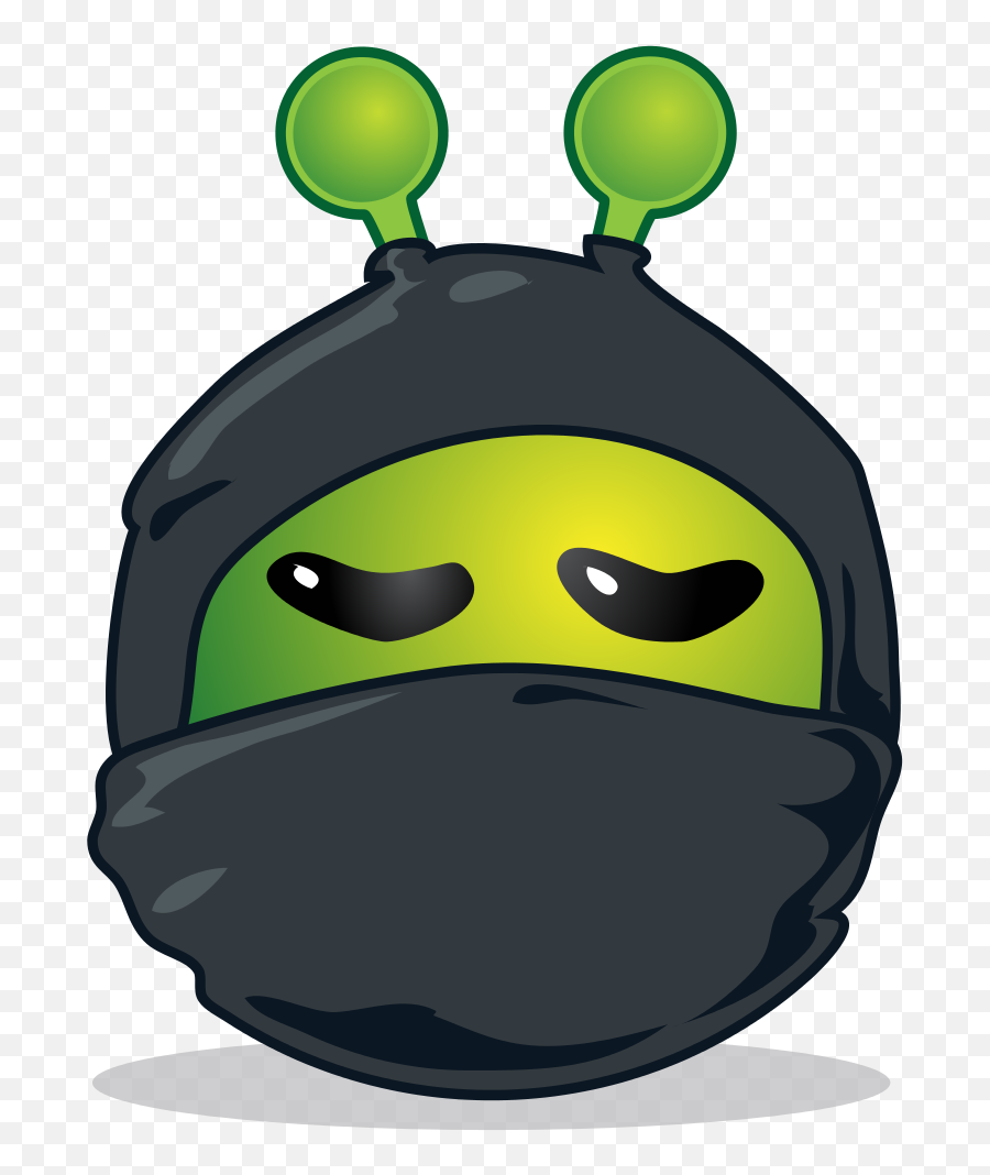Smiley Green Alien Black Ninja - Smiley Alien Emoji,Gun Emoji
