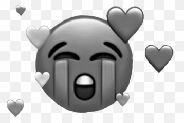 Sad Crying Love Emoji Dark Grey Sticker - Heart Broken Black