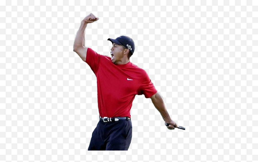 Tiger Woods Fist Pump Silhouette - Tiger Woods Cut Out Emoji,Emoji Tiger Woods