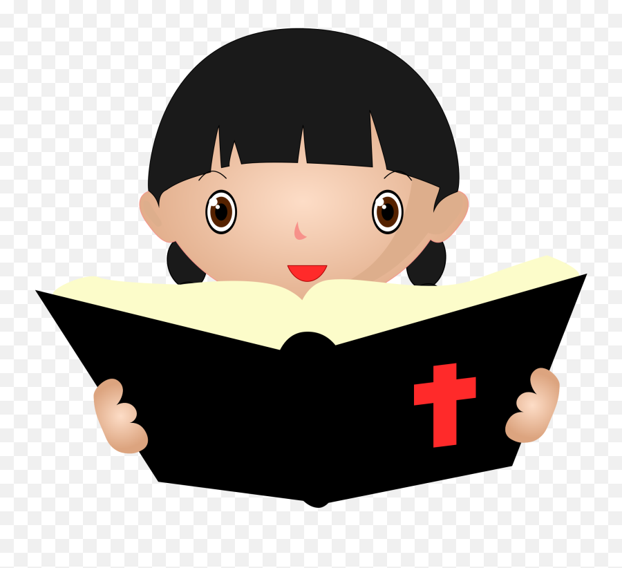 Girl Studying The Bible Vector Clipart - Reading Bible Clipart Emoji,Milk Carton Emoji