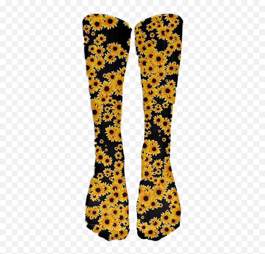 Black Yellow Flowers Sunflowers Socks Cute Freetoedit - Sock Emoji,Black Emoji Socks