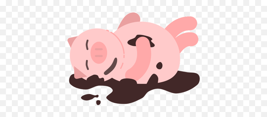 Wannabe - Pig Rolling In Mud Cartoon Emoji,Popcorn Emoji Gif