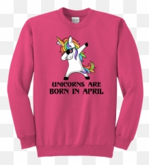 Unicorns Are Born In April T Shirt - Royal Blue Crewneck Sweatshirt Emoji