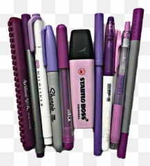 Purple Pens Pencils Markers Office Freetoedit - Stabilo Boss Emoji,Emoji Pens