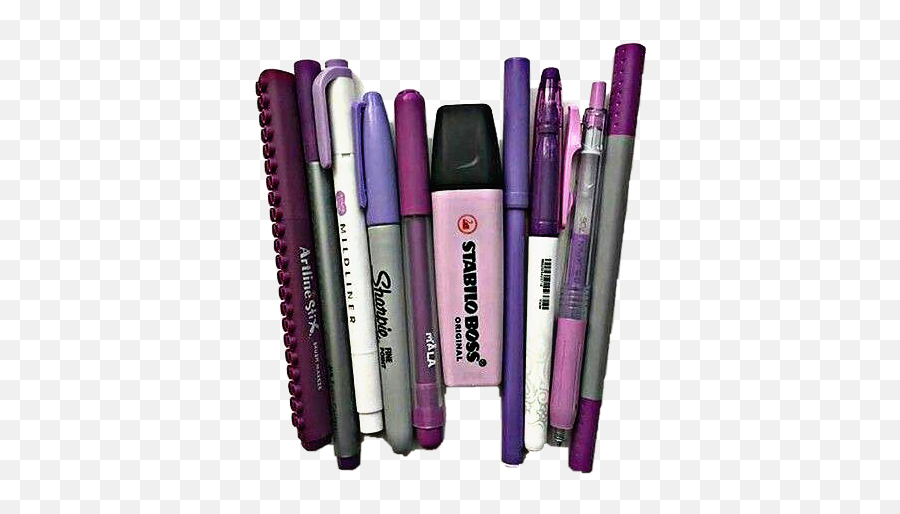 Purple Pens Pencils Markers Office Freetoedit - Stabilo Boss Emoji,Emoji Pens