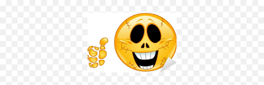 Vinilo Pixerstick Skull Emoticon - Halloween Smiley Emoji,Skull Emoticon