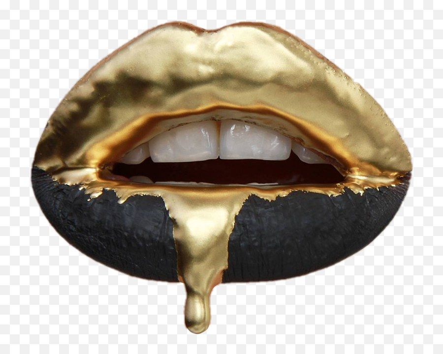 Lips Lipstick Makeup Mua Sticker - Black And Gold Lips Background Emoji,Mouth Dripping Emoji