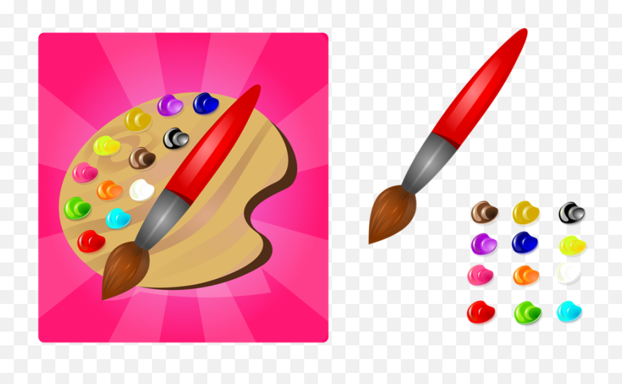 Paint Brush Cartoon Clipart - Palette Emoji,Paint Palette Emoji