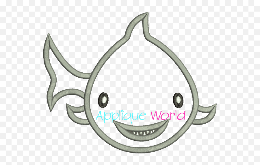 Smiley Shark Applique Embroidery - Alf En Forma De Fichas Emoji,Shark Emoticon