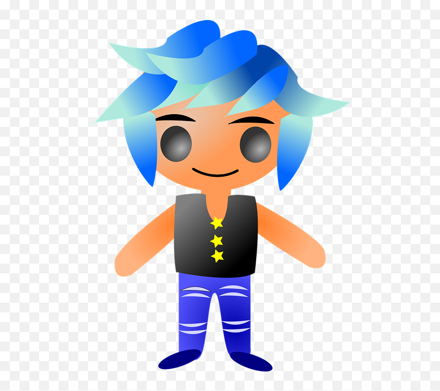Free Punk Man Vectors - Blue Haired Anime Punk Emoji,Emo Emoticon