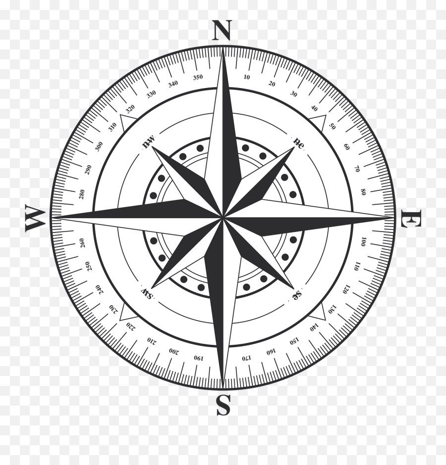 Compass Windrose West Navigation - Compass Transparent Emoji,Square And Compass Emoji