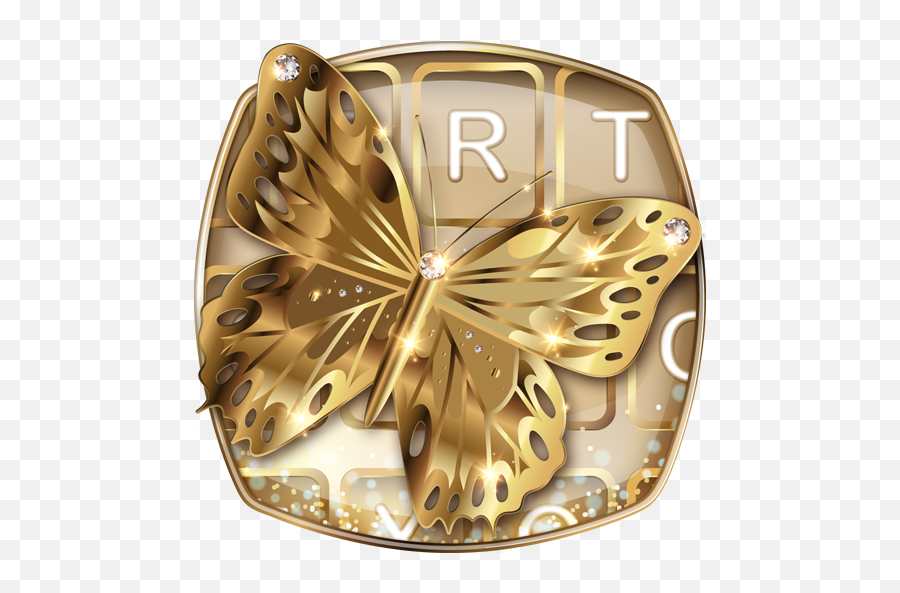 Download Gold Butterfly Emoji Keyboard 1 - Wall Clock,Butterfly Emoji