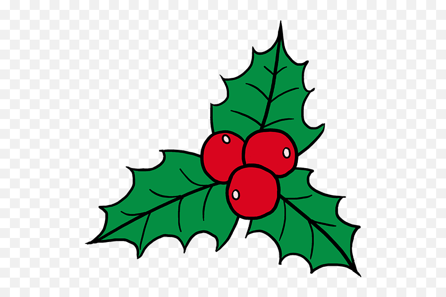 How To Draw Holly For Christmas - Christmas Holly Drawing Emoji,Mistletoe Emoji