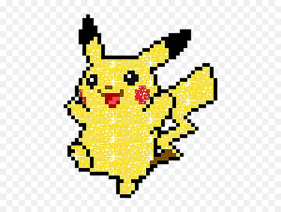 Pikachu Pokemon Glittercore Kidcore - Pikachu Pixel Art Emoji,Pikachu Emoticon
