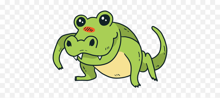 Cute Crocodile Alligator Fang Tail Flat - Cartoon Emoji,Alligator Emoticon