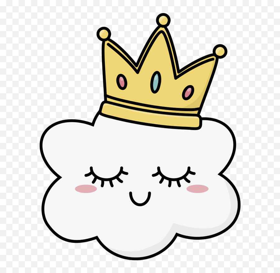 Crowned Clouds Illustration Sticker - Dibujos Bellos Y Faciles Emoji,Funny Emoji Art