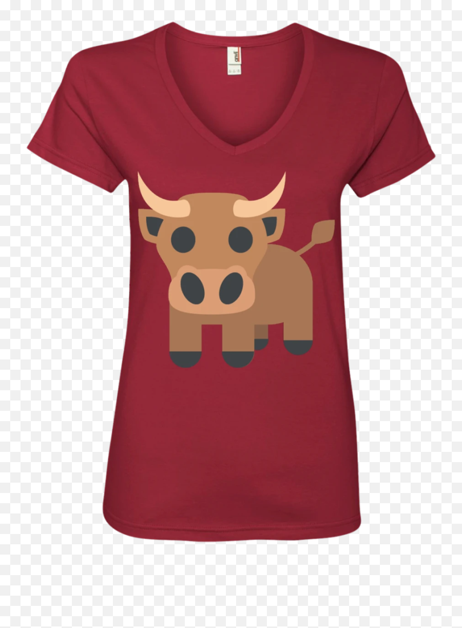 Bull Emoji Ladies V,Longhorn Emoji