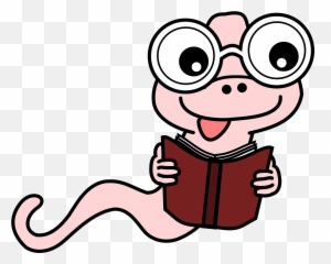 Bookworm Education Reading Worm - Funny Clip Art Emoji