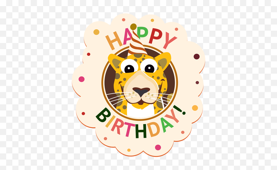 Leopard Cap Badge Sticker Illustration - Happy Birthday Leopard Emoji,Leopard Emoji