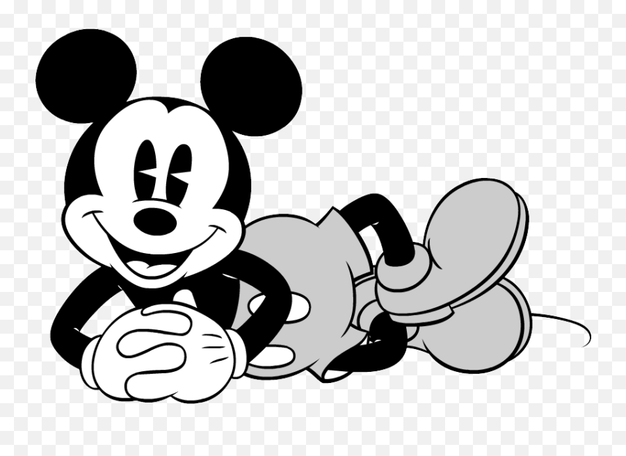 Mickey Mouse Laying Down Clipart - Black N White Micky Mouse Emoji,Emoji Laying Down