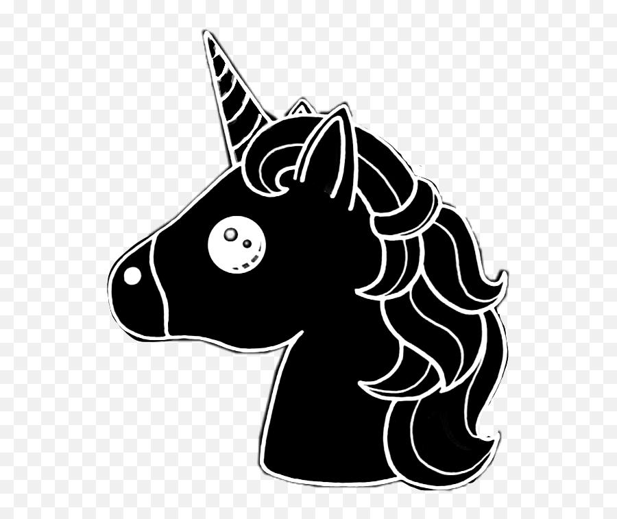 Unicorn Emoji Blackandwhjte Bandw - Illustration,Unicorn Emoji Black And White